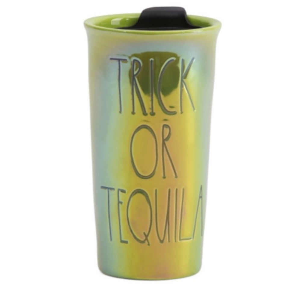 NIB TRICK OR TEQUILA TRAVEL MUG Ceramic with Lid - RAE DUNN